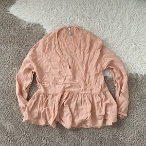 Zara Peplum V Neck Top